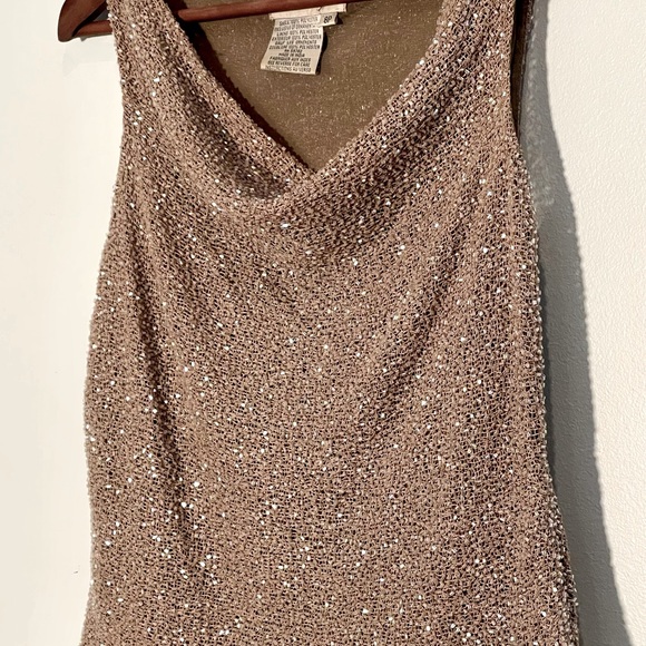 Papell Boutique Evening Vintage Beaded Taupe Top - Picture 4 of 10